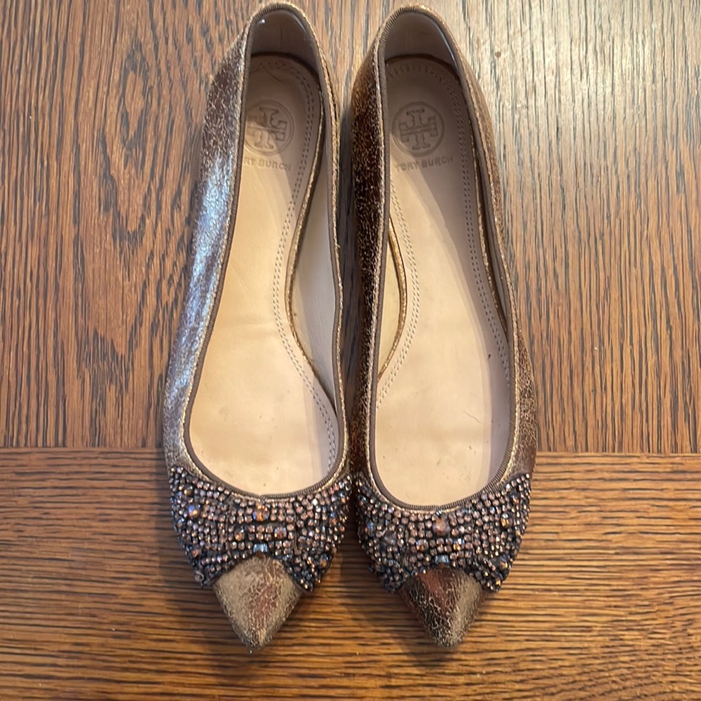 Tory Burch Vanessa Gold Bronze Flat